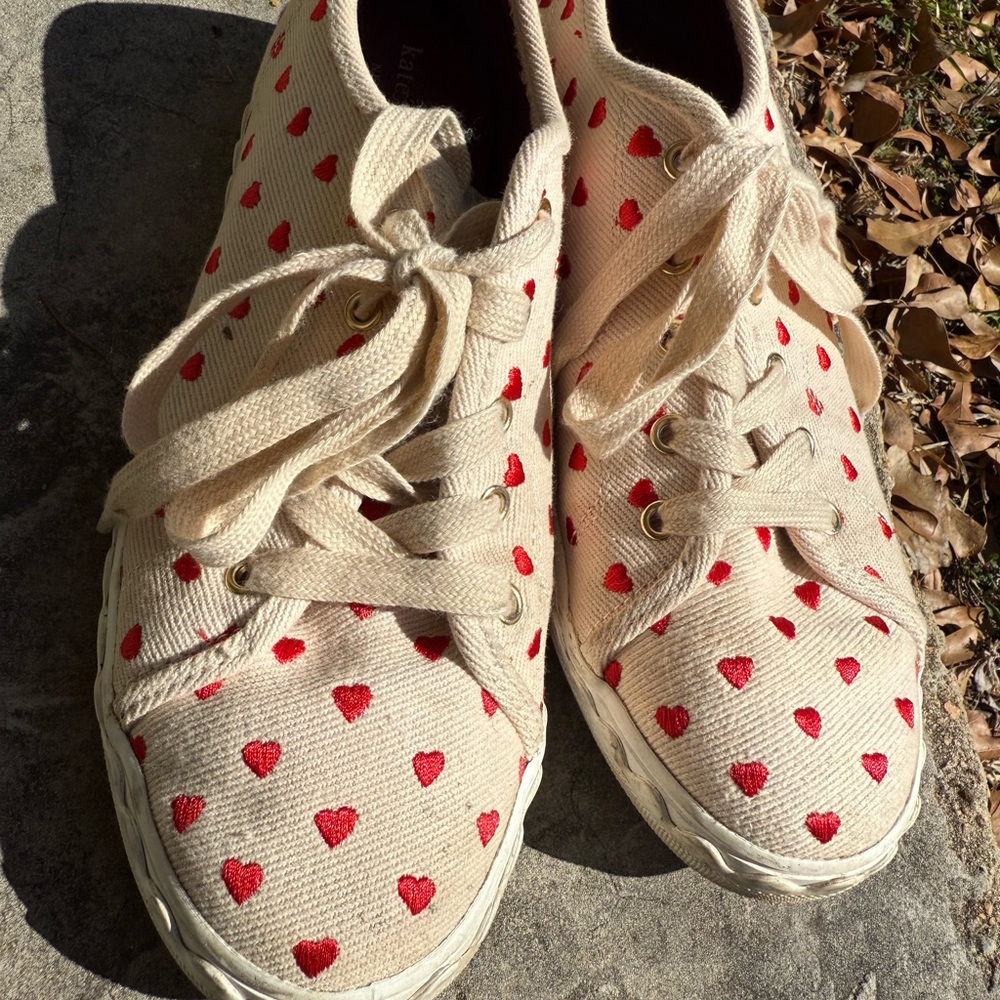 Kate Spade Cream and Red Heart Sneakers - Picture 3 of 8
